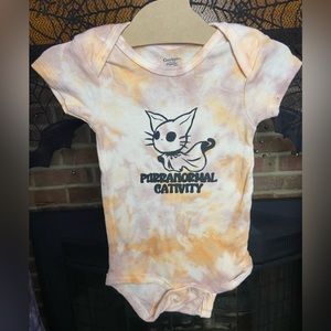 🟡 3/$20 3-6 Months Halloween Tie-Dye Purranormal Cativity Onesie